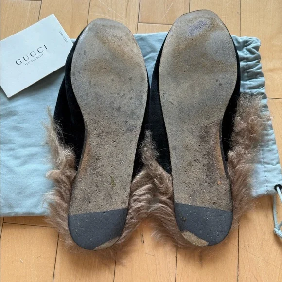 Gucci Black and Brown Fur Loafers - Picture 4 of 6